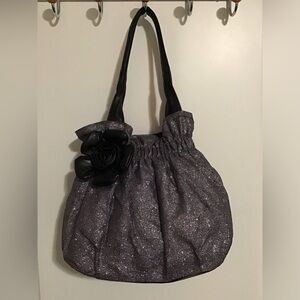 Bueno Black and Silver Glitter Shoulder Bag